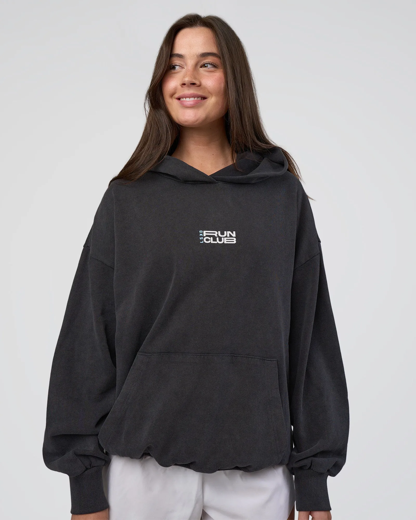 Runner’s Unisex Oversized Hoodie - Black Washed-White sold by LSKD product image thumbnail 4