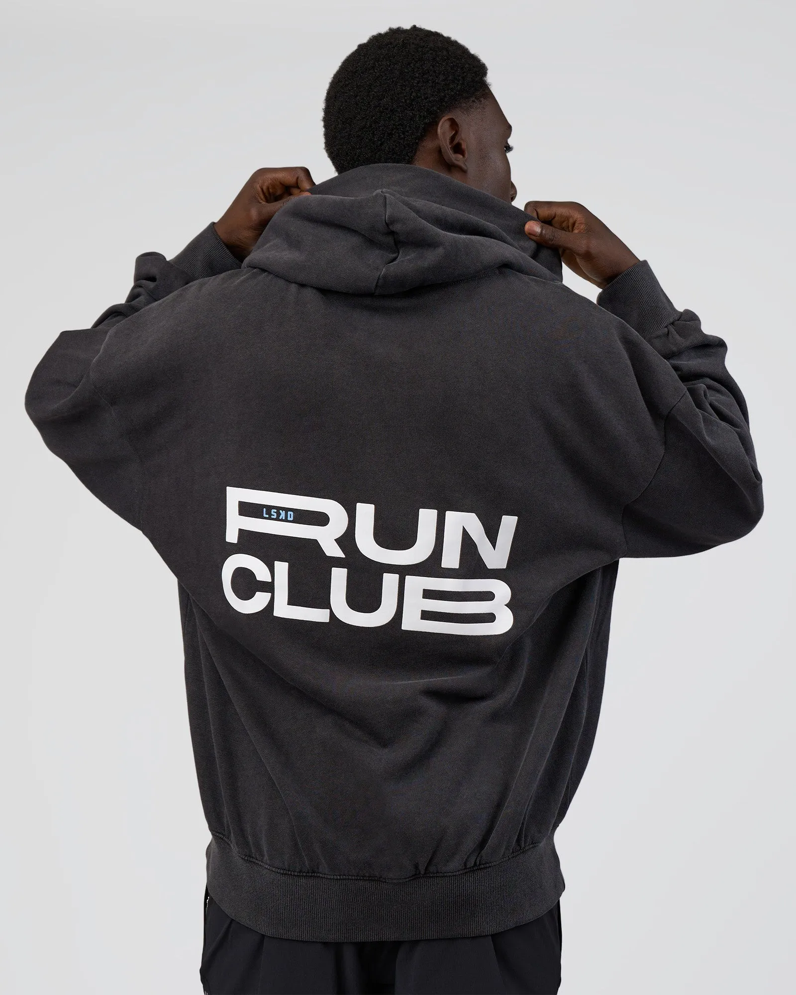 Runner’s Unisex Oversized Hoodie - Black Washed-White sold by LSKD product image thumbnail 3