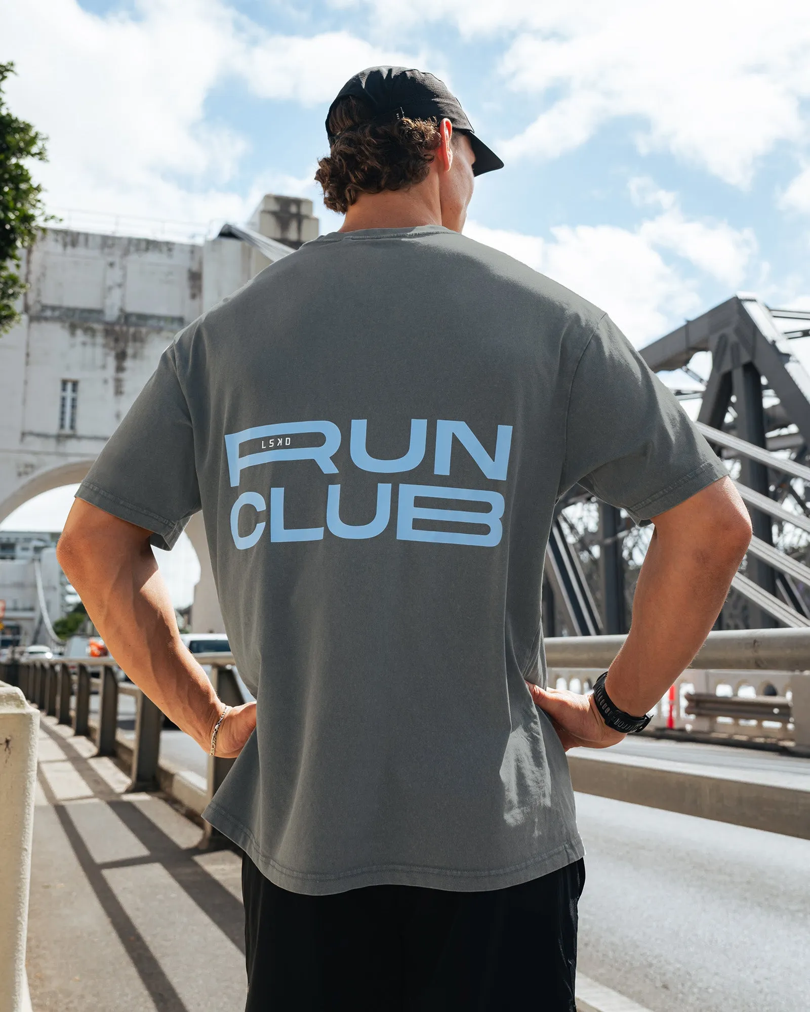 Runner's FLXCotton Oversized Tee - Dark Storm Washed-Open Air sold by LSKD