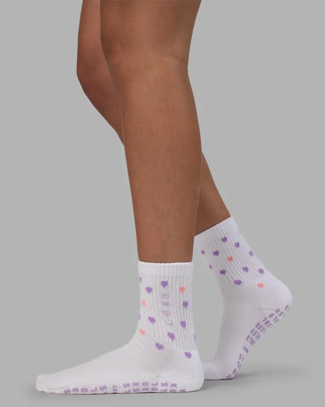 Love Strides Pilates Grip Socks - White-Pale Lilac sold by LSKD
