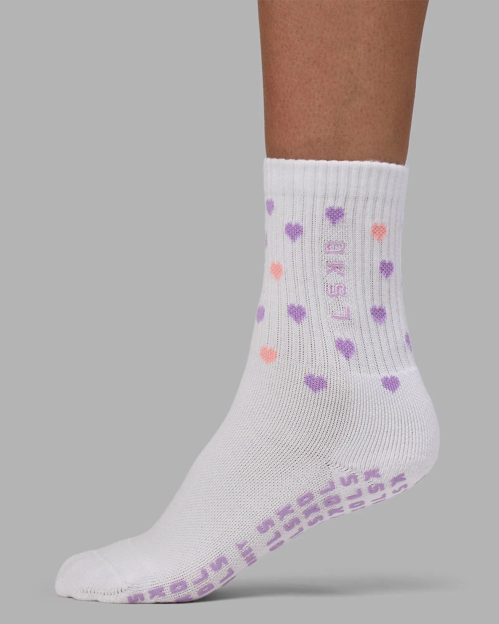 Love Strides Pilates Grip Socks - White-Pale Lilac sold by LSKD product image thumbnail 5