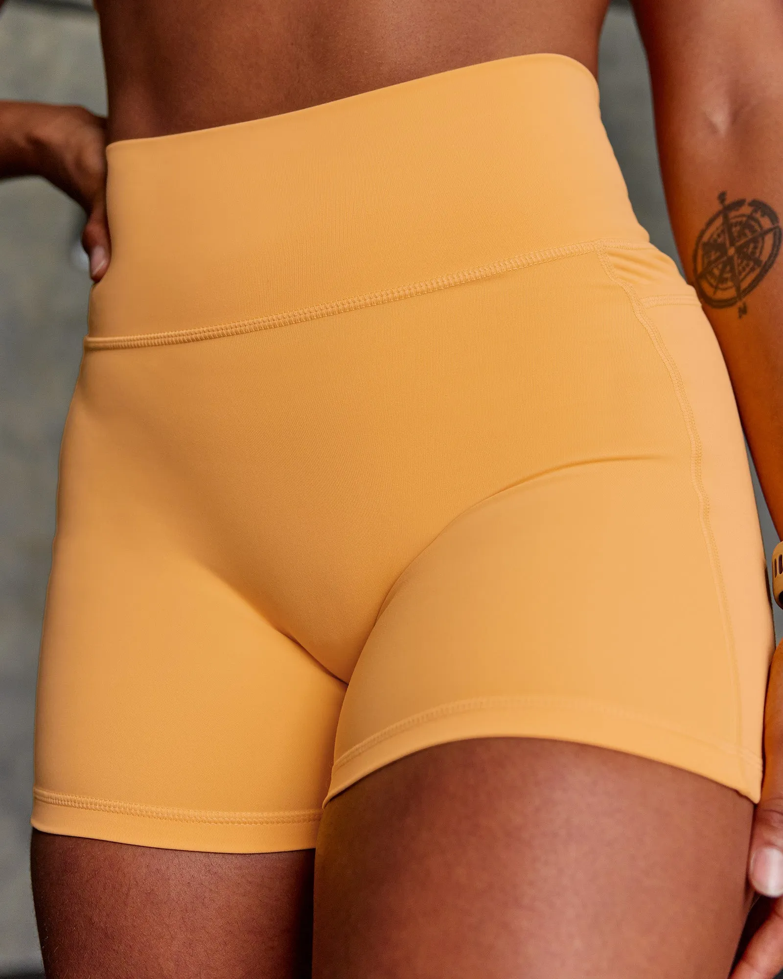 Fusion Ultra High-Rise 4" Short Pockets - Warm Apricot sold by LSKD