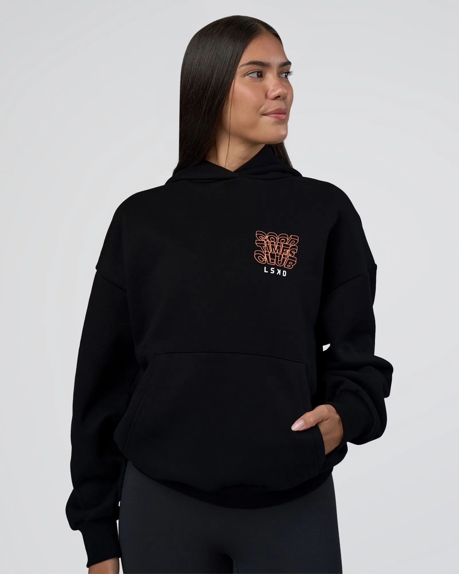GTC CVC Fleece Unisex Oversized Hoodie - Black-Cantaloupe sold by LSKD product image thumbnail 3