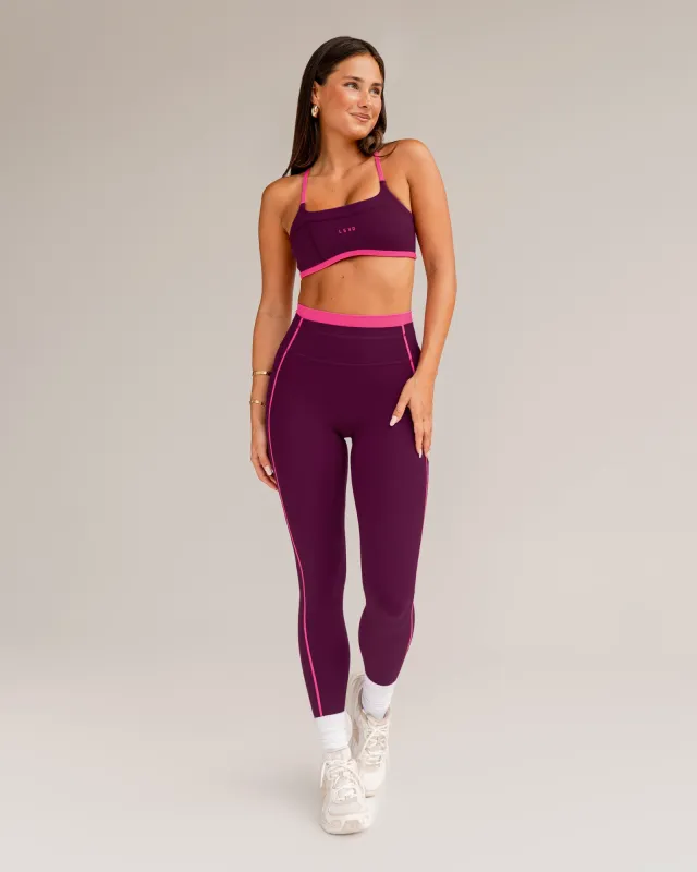 Liberate Contrast High-Rise Full Length Legging Pockets - Plum Caspia-Ultra Pink sold by LSKD