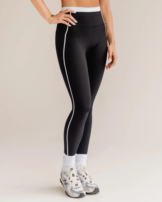 Liberate Contrast High-Rise Full Length Legging Pockets - Black-White sold by LSKD