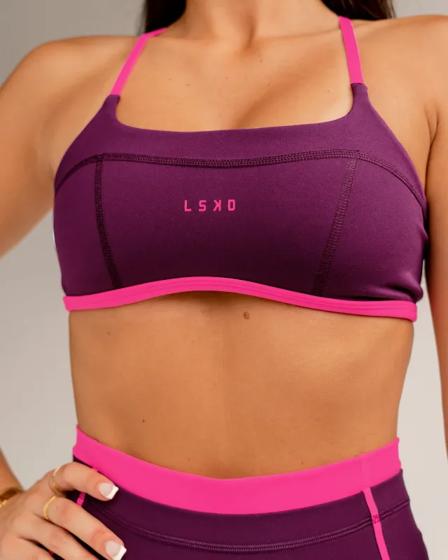 Liberate Sports Bra - Plum Caspia-Ultra Pink sold by LSKD