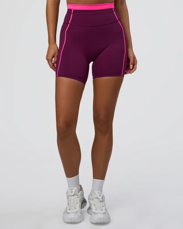 Liberate Contrast High-Rise 6" Short Pockets - Plum Caspia-Ultra Pink sold by LSKD