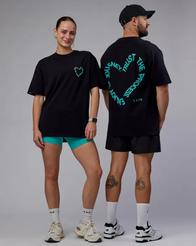 Unisex Love The Process FLXCotton Tee Oversize - Black-Turquoise Tide sold by LSKD
