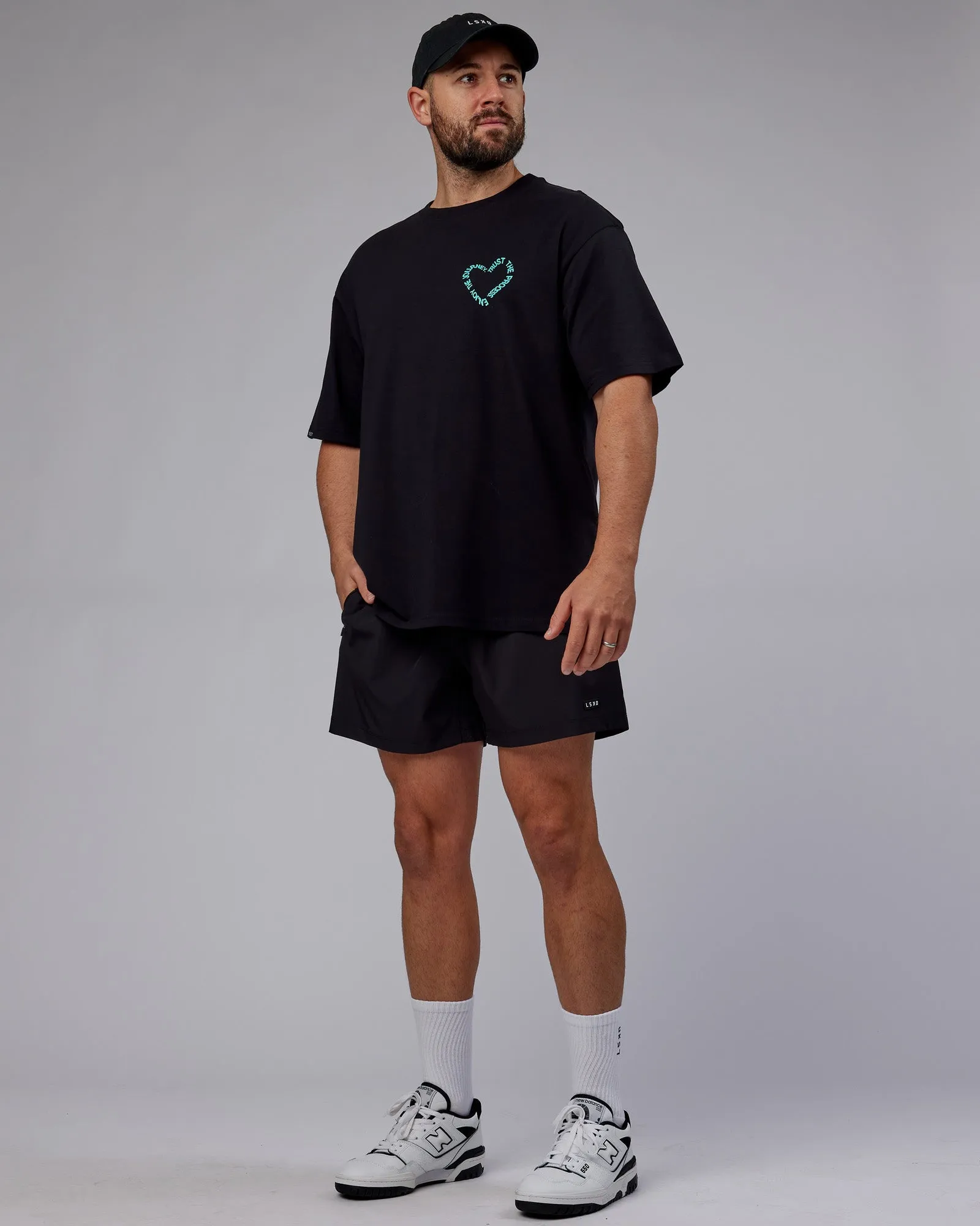 Unisex Love The Process FLXCotton Tee Oversize - Black-Turquoise Tide sold by LSKD product image thumbnail 5