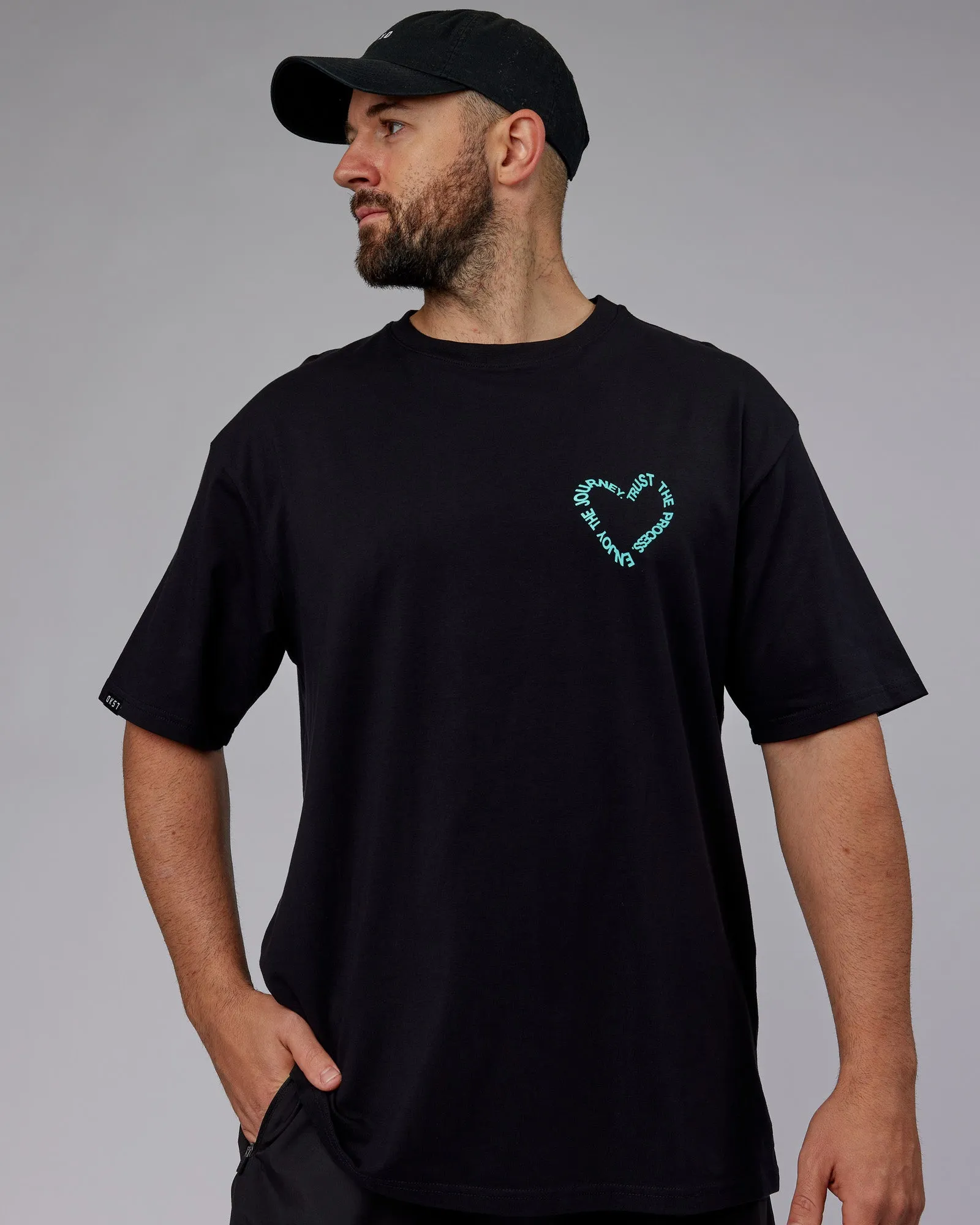 Unisex Love The Process FLXCotton Tee Oversize - Black-Turquoise Tide sold by LSKD product image thumbnail 3