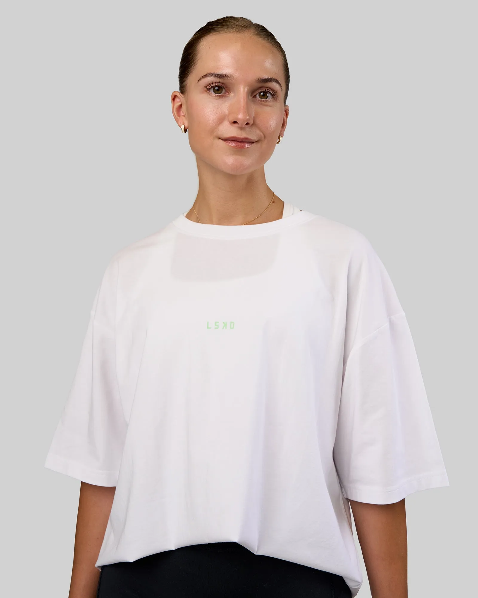 Together We Rise FLXCotton Oversized Tee - White-Solar Lime sold by LSKD product image thumbnail 4