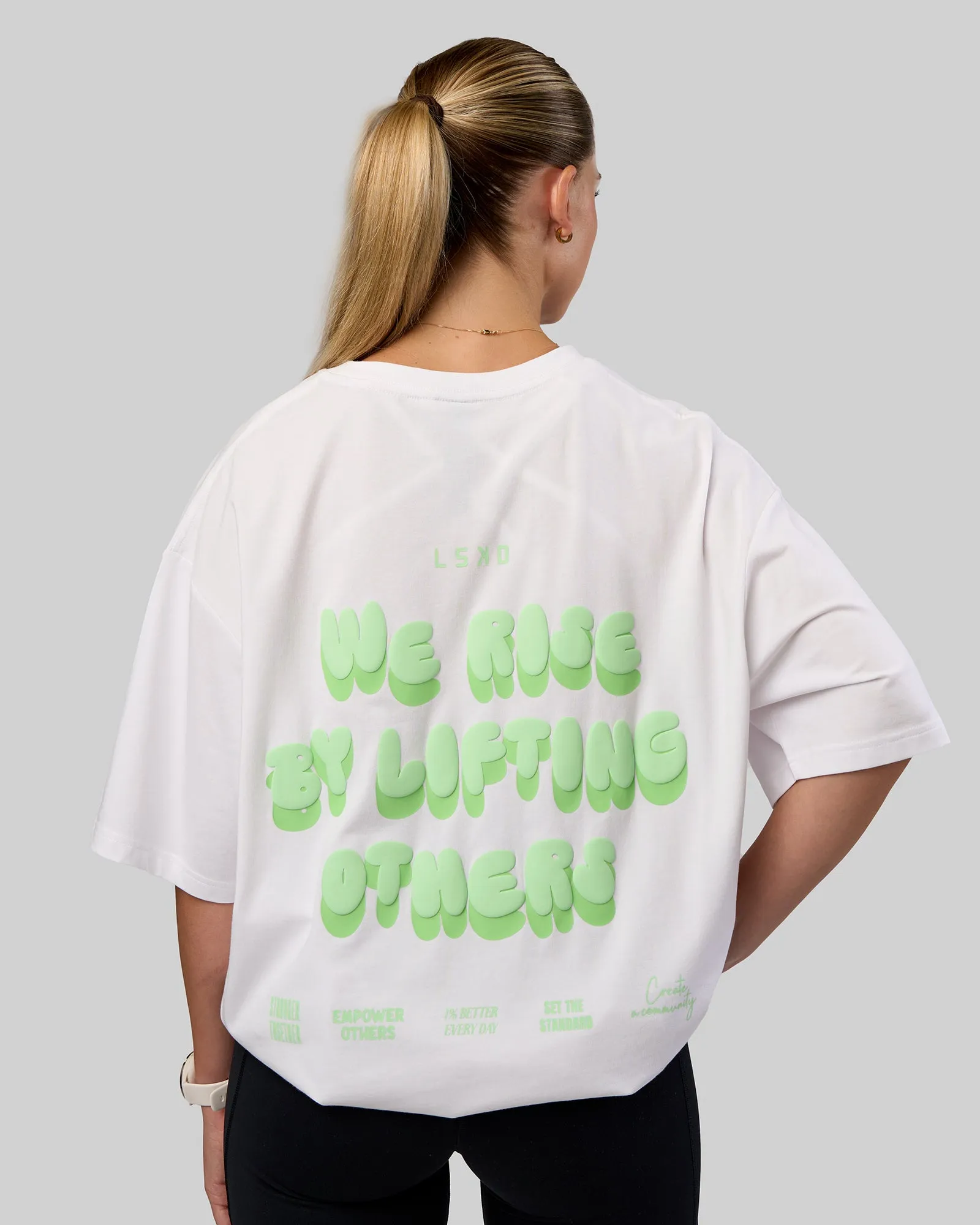 Together We Rise FLXCotton Oversized Tee - White-Solar Lime sold by LSKD product image thumbnail 3
