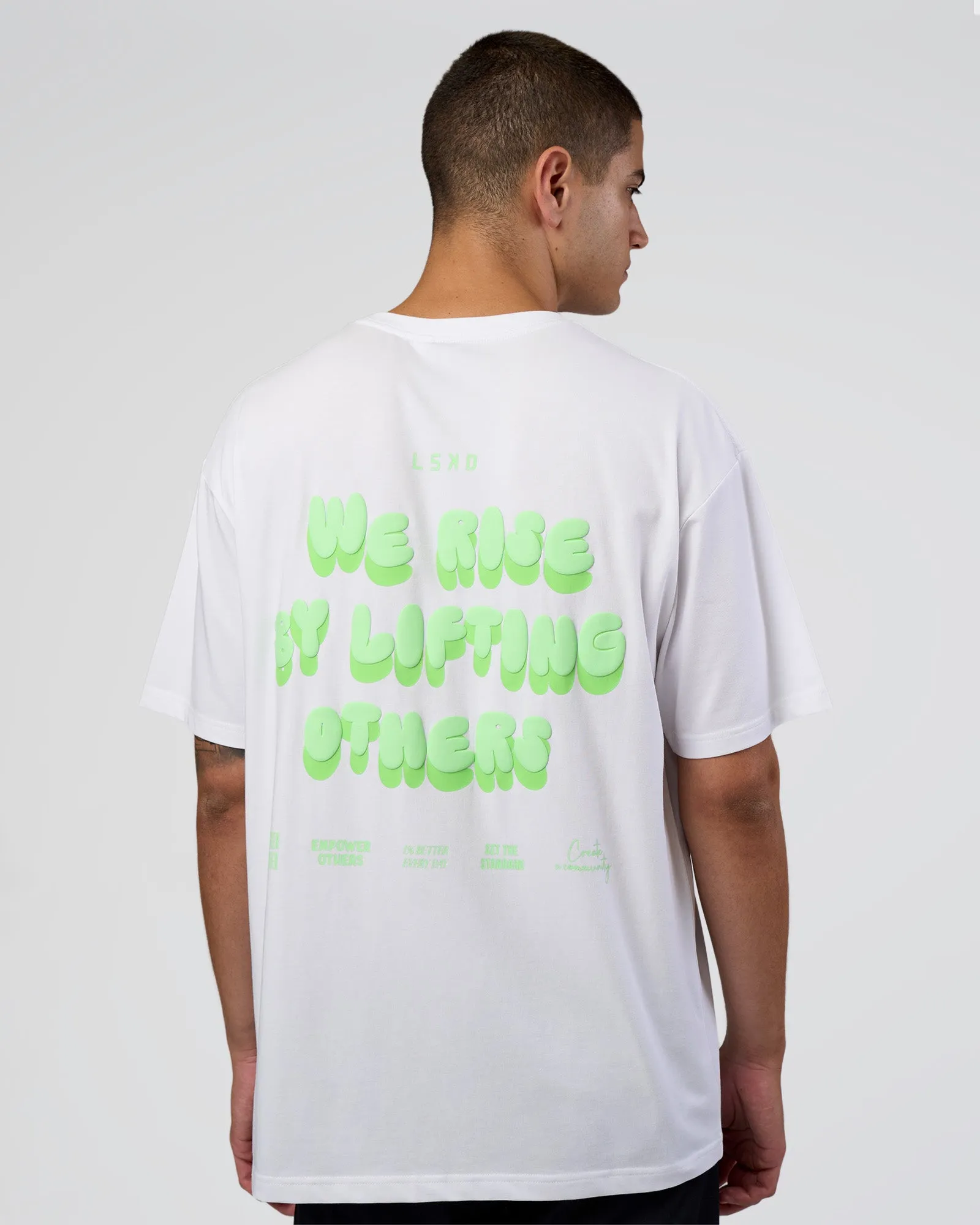 Together We Rise FLXCotton Oversized Tee - White-Solar Lime sold by LSKD