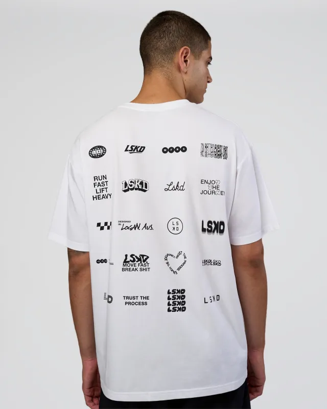 Grid FLXCotton Oversized Tee - White-Black sold by LSKD