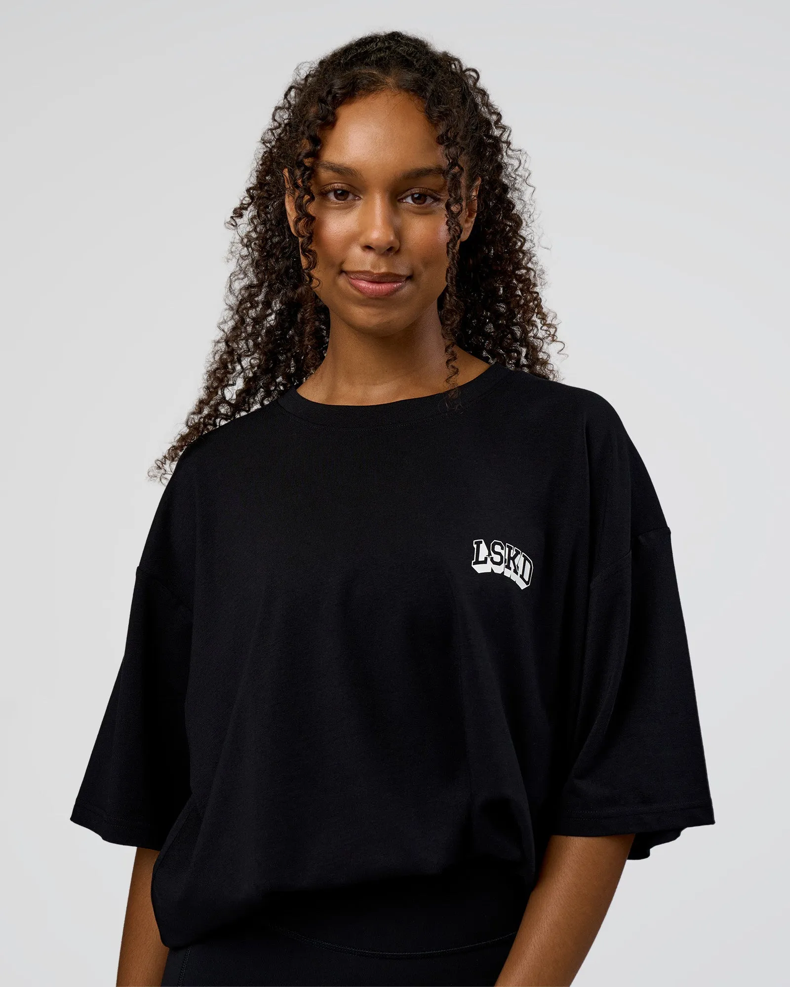 Grid FLXCotton Oversized Tee - Black-White sold by LSKD product image thumbnail 4