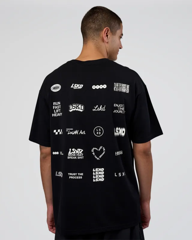 Grid FLXCotton Oversized Tee - Black-White sold by LSKD
