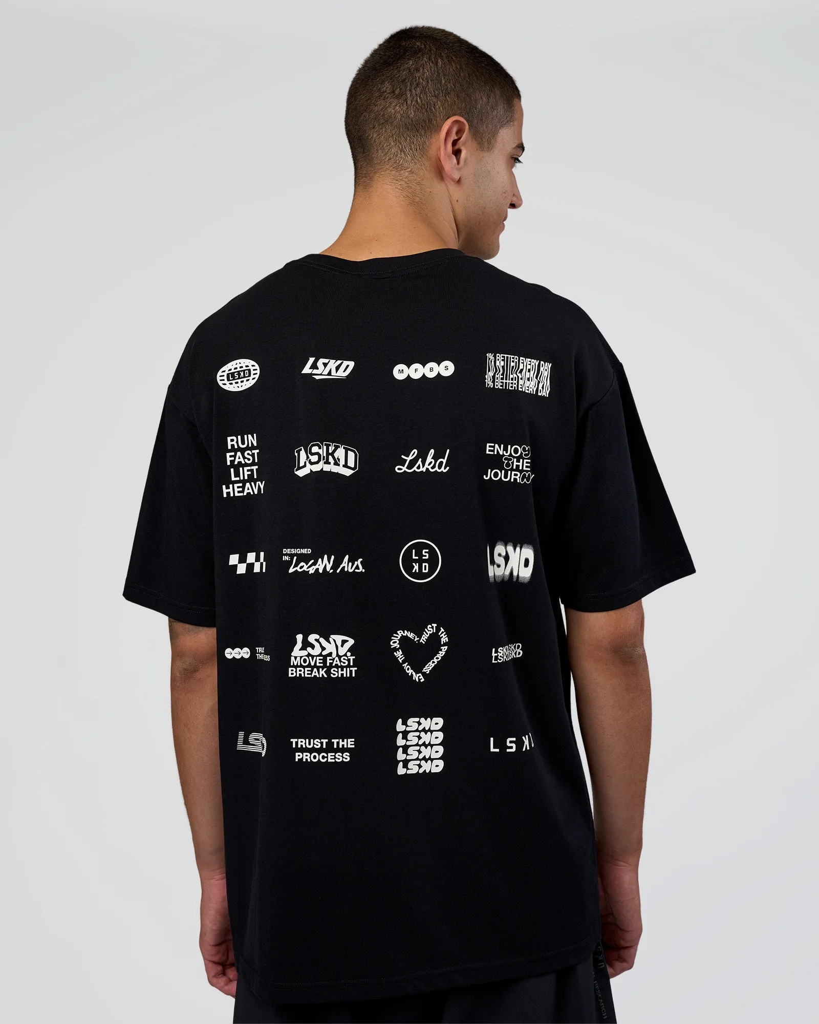 Grid FLXCotton Oversized Tee - Black-White sold by LSKD