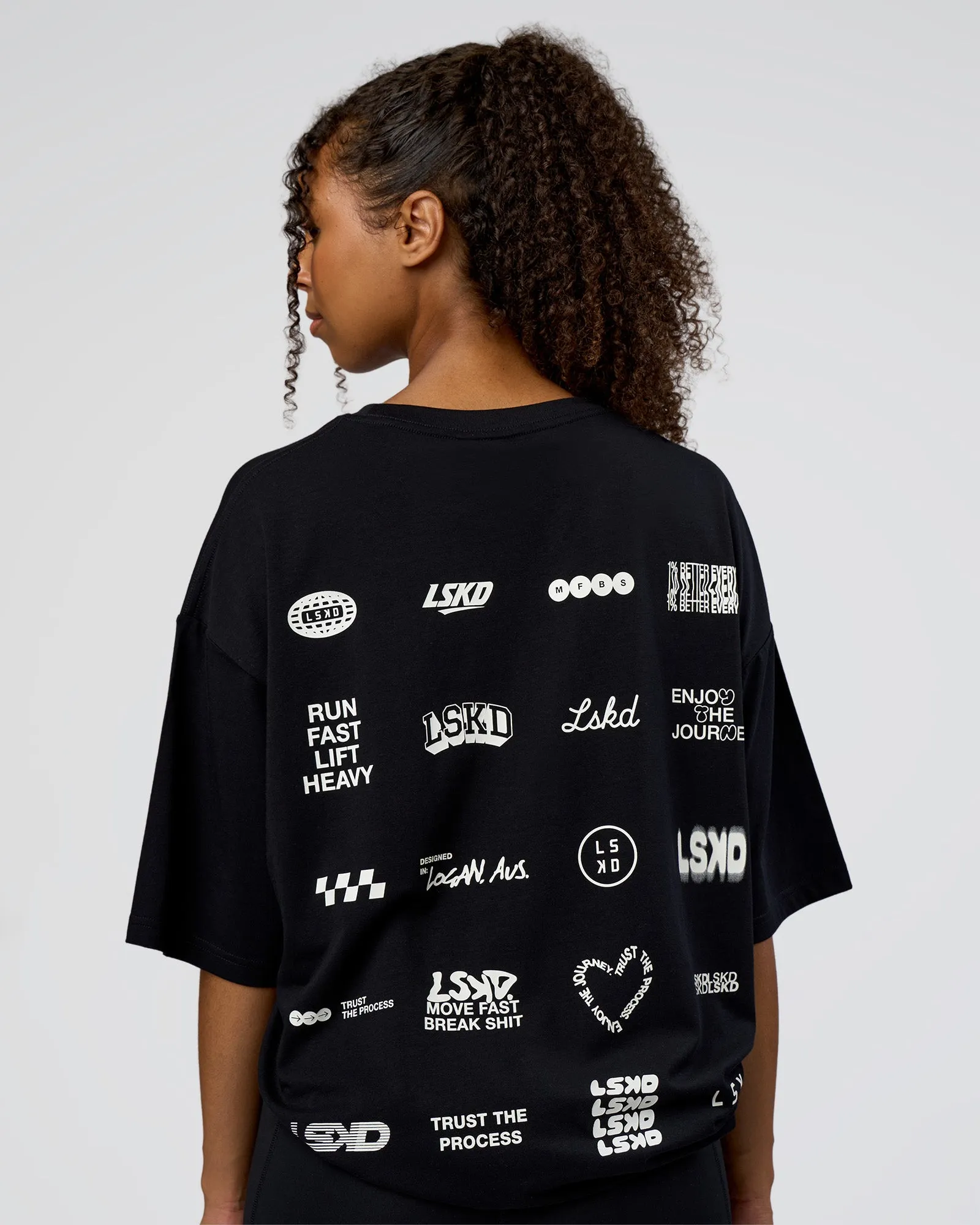Grid FLXCotton Oversized Tee - Black-White sold by LSKD product image thumbnail 3