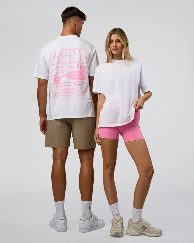 Dare To Think FLXCotton Tee Oversize - White-Candy Pink sold by LSKD