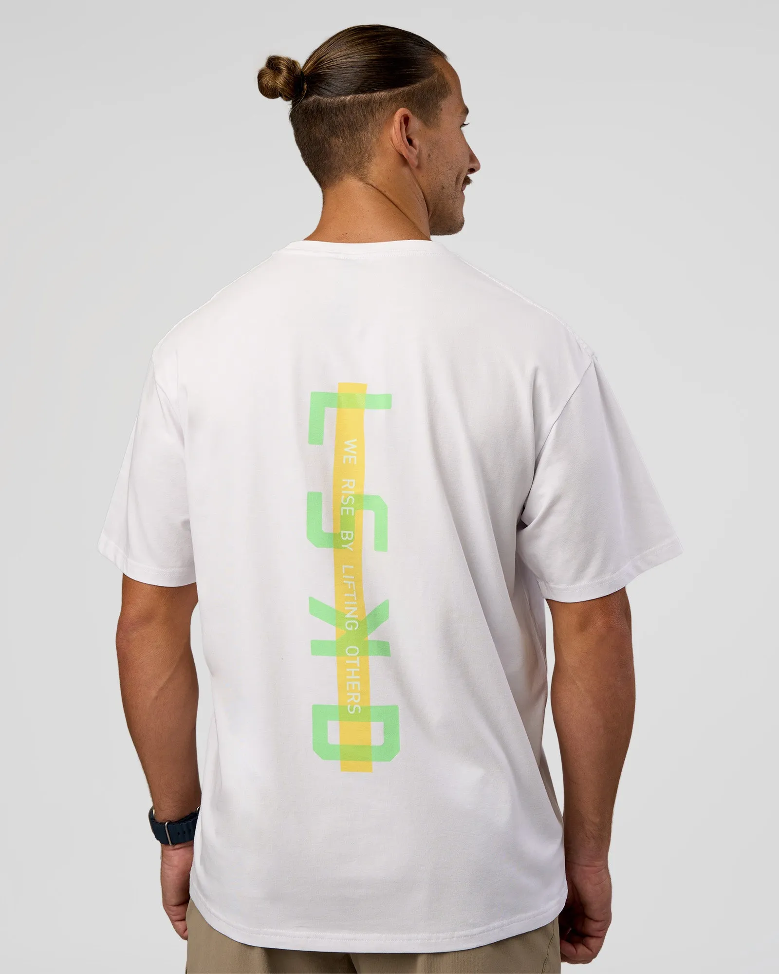 Unisex Strike Through FLXCotton Tee Oversize - White-Warm Apricot sold by LSKD product image thumbnail 2