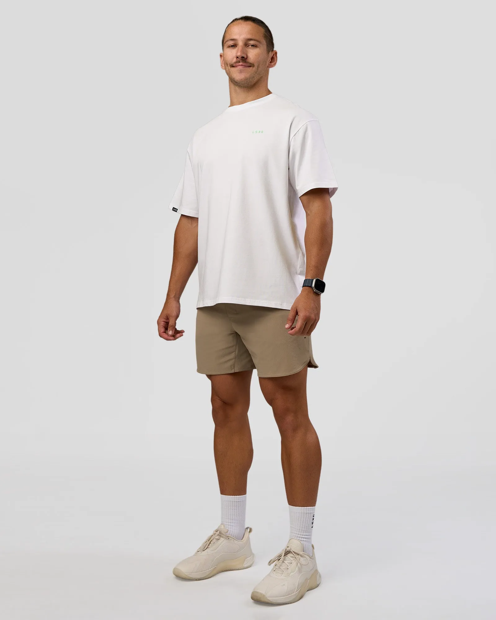 Unisex Strike Through FLXCotton Tee Oversize - White-Warm Apricot sold by LSKD product image thumbnail 5