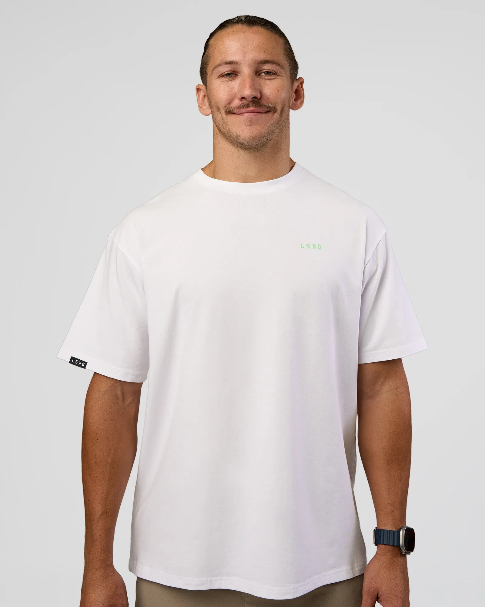 Unisex Strike Through FLXCotton Tee Oversize - White-Warm Apricot sold by LSKD