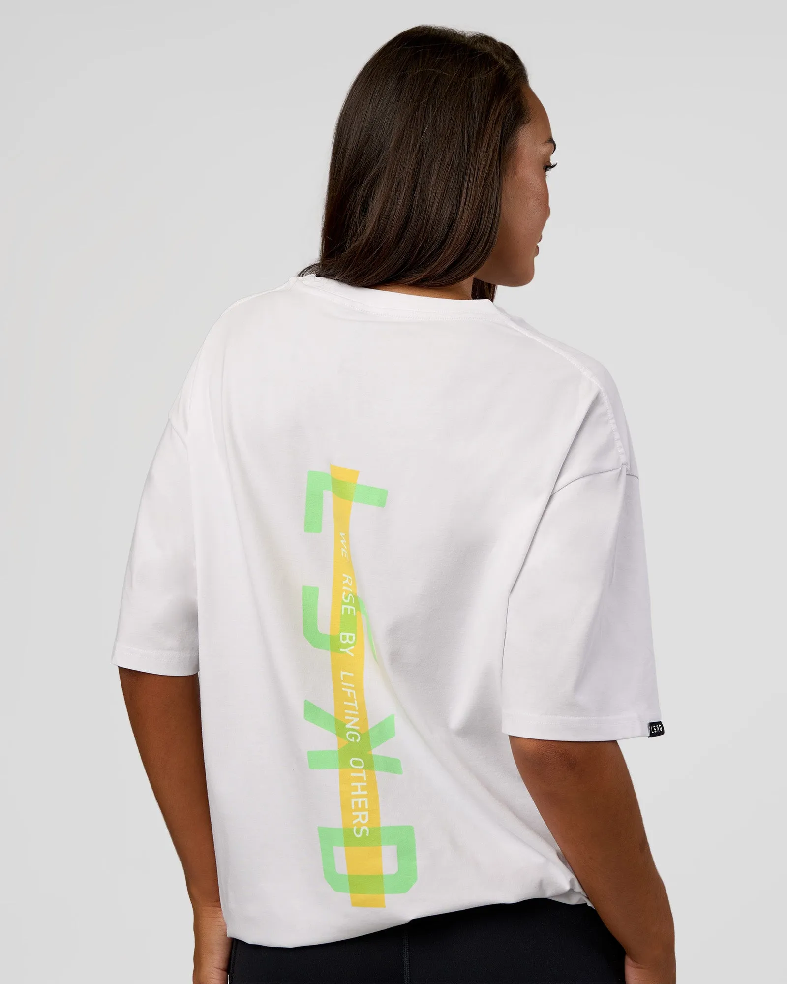 Unisex Strike Through FLXCotton Tee Oversize - White-Warm Apricot sold by LSKD product image thumbnail 4