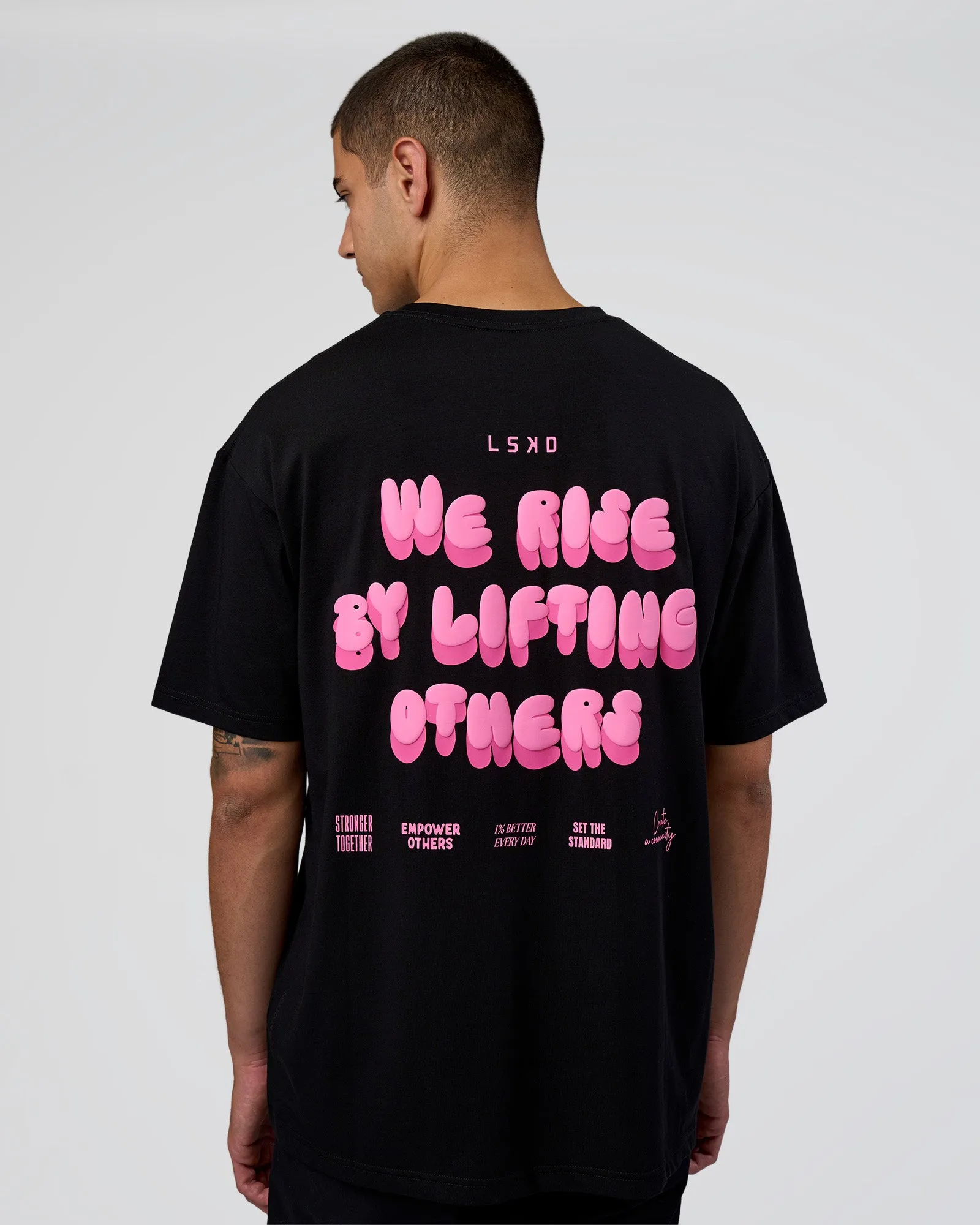 Together We Rise FLXCotton Oversized Tee - Black-Candy Pink sold by LSKD product image thumbnail 2