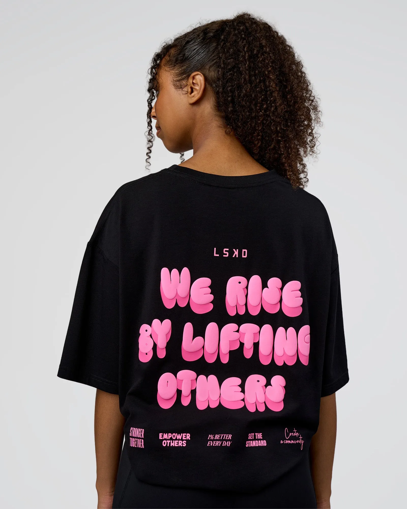 Together We Rise FLXCotton Oversized Tee - Black-Candy Pink sold by LSKD product image thumbnail 3