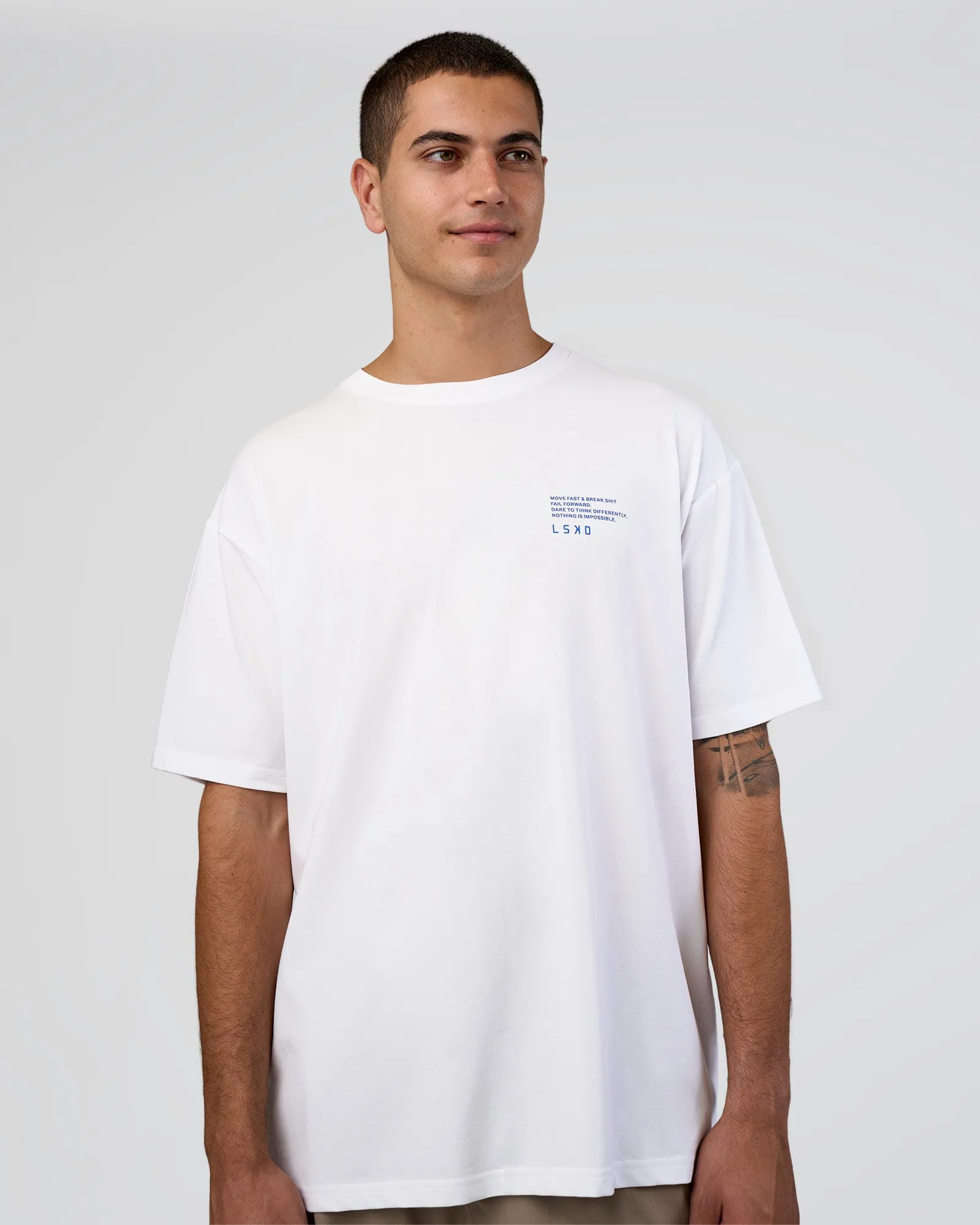 Coffee Run FLXCotton Oversized Tee - White-Electric Indigo sold by LSKD product image thumbnail 3