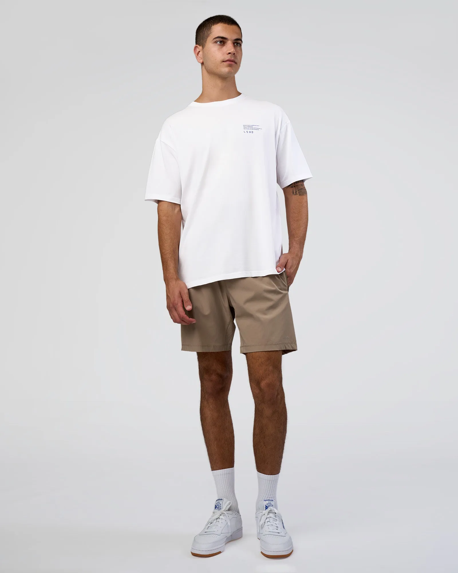 Coffee Run FLXCotton Oversized Tee - White-Electric Indigo sold by LSKD product image thumbnail 5