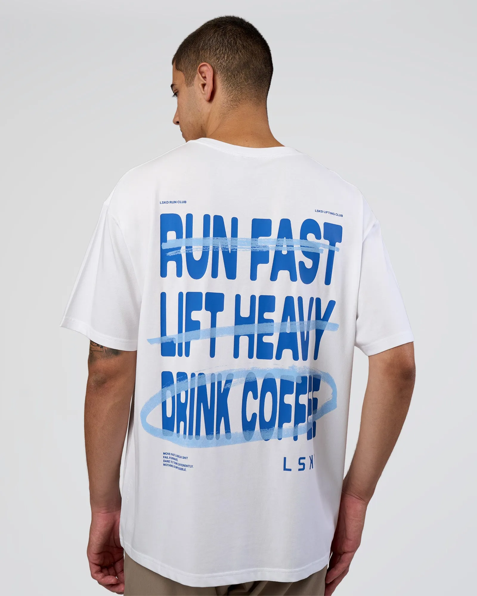 Coffee Run FLXCotton Oversized Tee - White-Electric Indigo sold by LSKD product image thumbnail 4