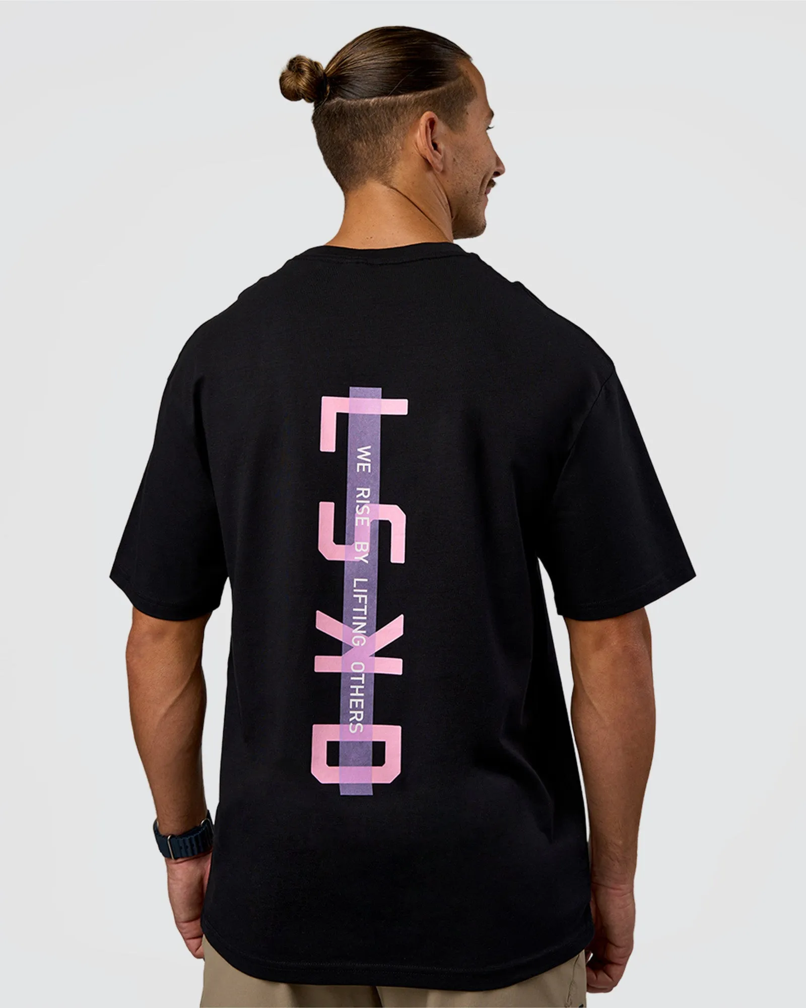 Unisex Strike Through FLXCotton Tee Oversize - Black-Candy Pink sold by LSKD