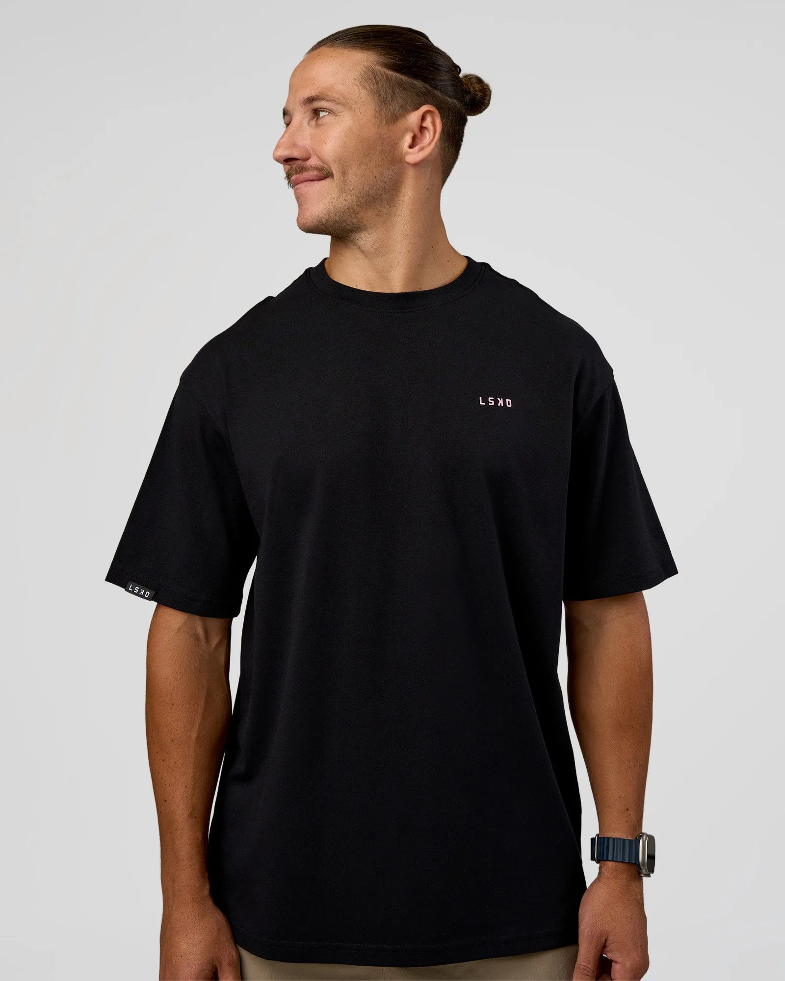 Unisex Strike Through FLXCotton Tee Oversize - Black-Candy Pink sold by LSKD product image thumbnail 2