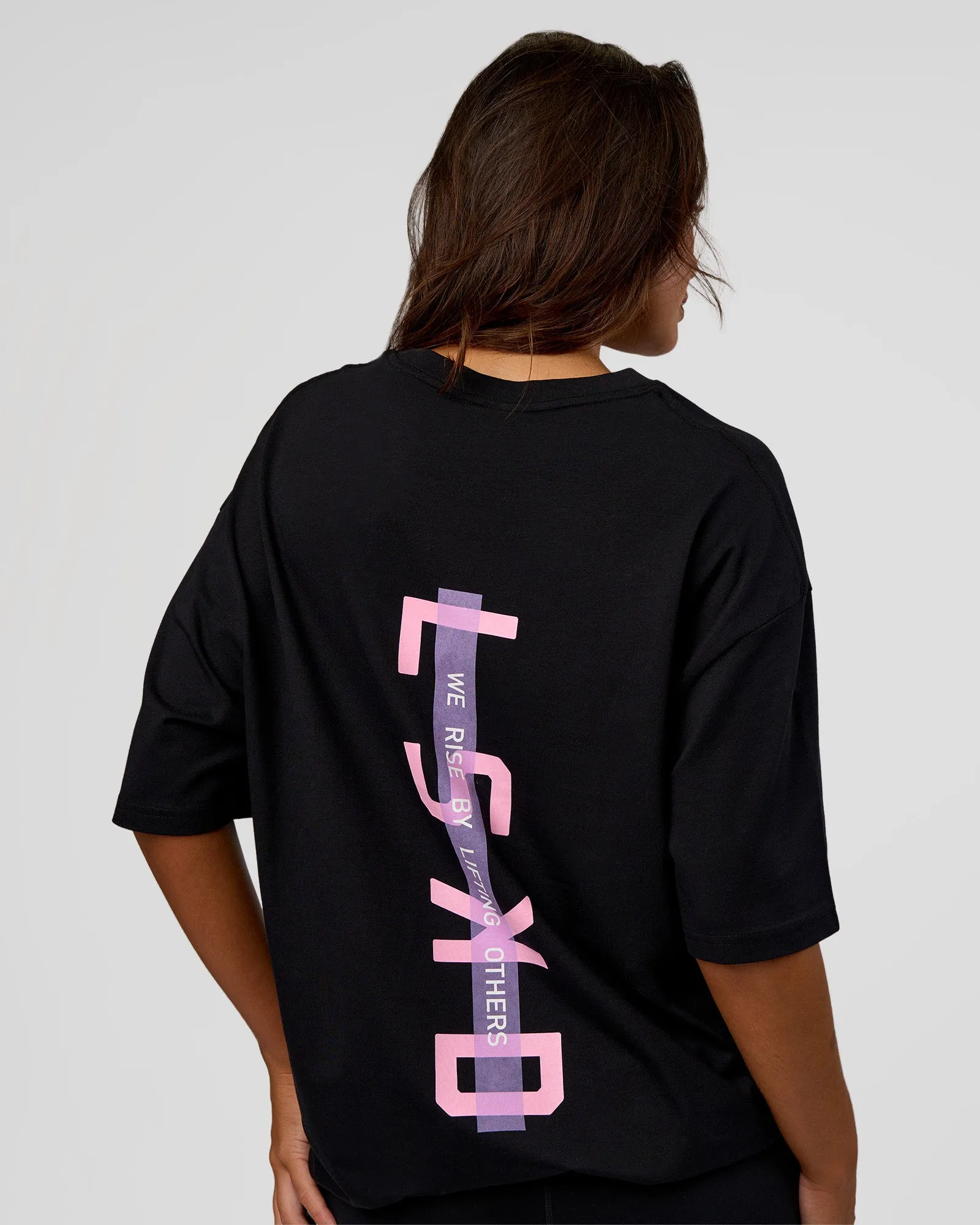 Unisex Strike Through FLXCotton Tee Oversize - Black-Candy Pink sold by LSKD product image thumbnail 3