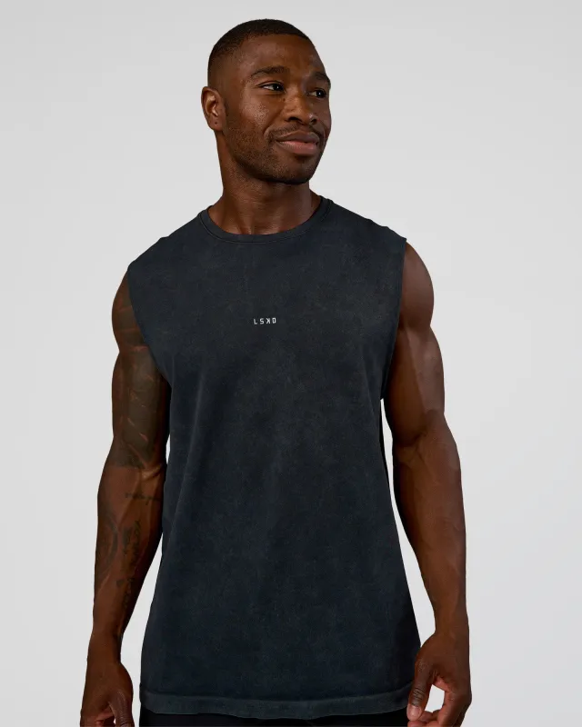 Power Muscle Tank - Pirate Black Washed sold by LSKD