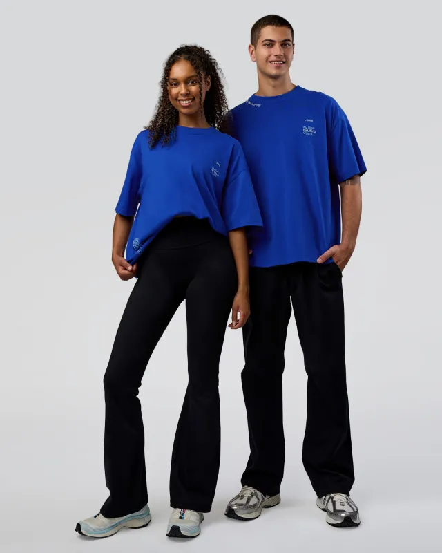 Sticker Heavyweight Oversized Tee - Electric Indigo-Baltic Sea sold by LSKD