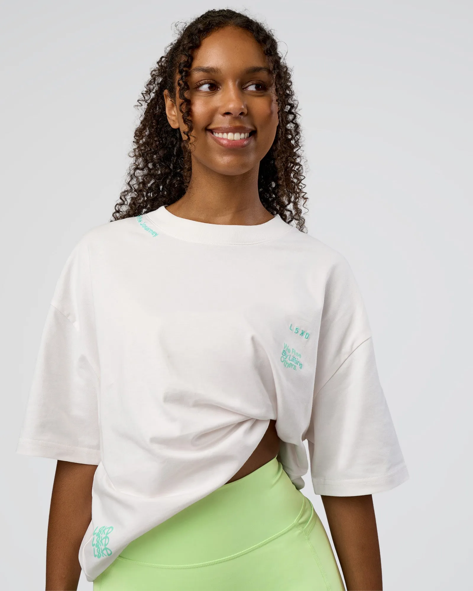 Sticker Heavyweight Oversized Tee - Off White-Jelly Mint sold by LSKD product image thumbnail 3