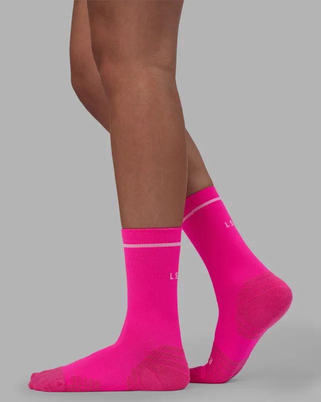 Fast Performance Crew Socks - Neon Pink-White sold by LSKD