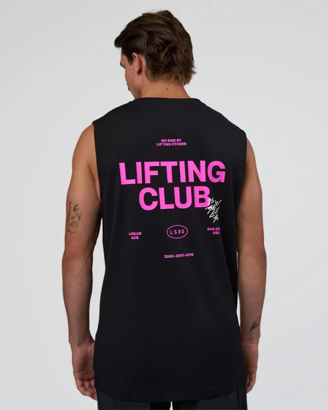 Lifting Club FLXCotton Tank - Black-Ultra Fuchsia sold by LSKD