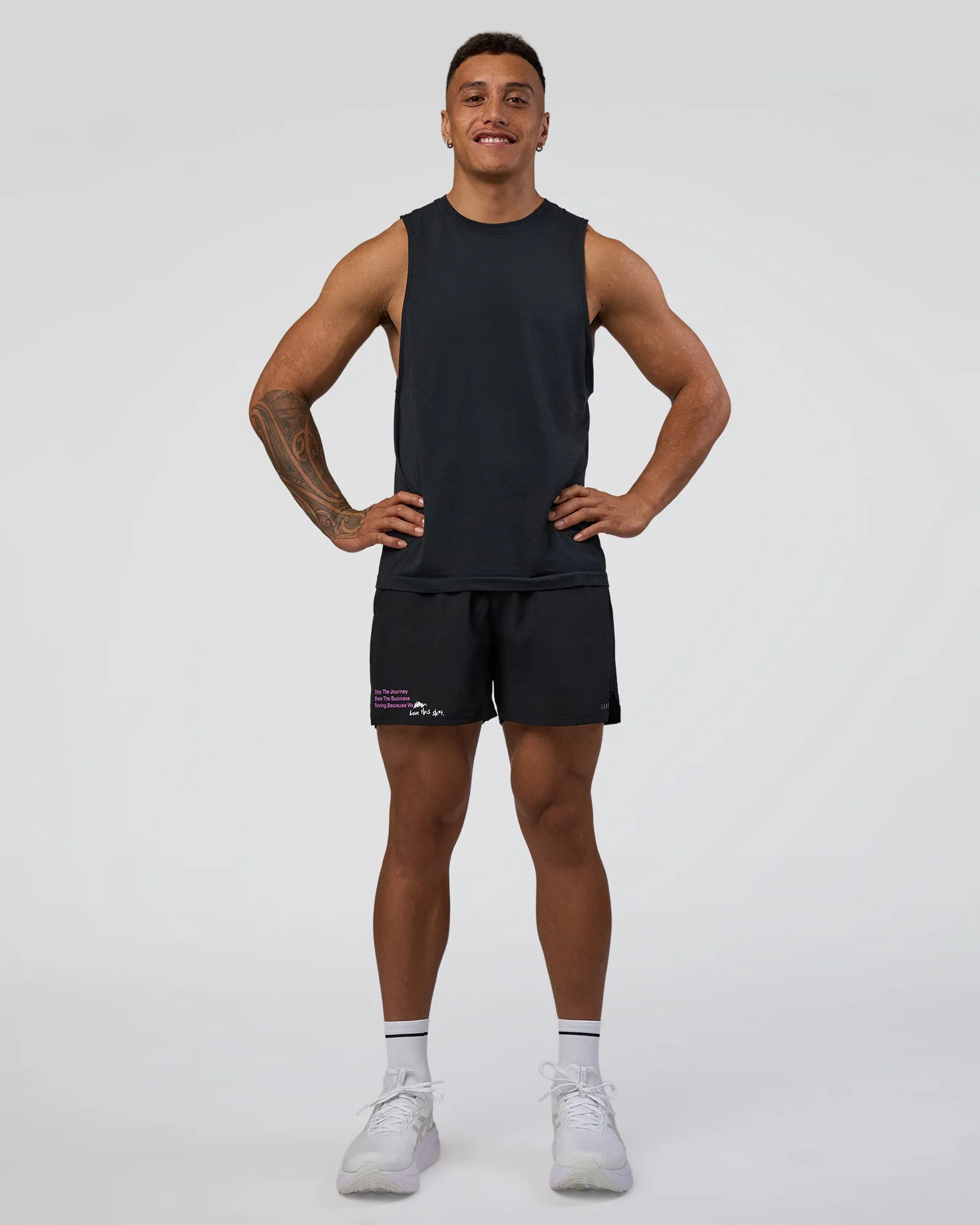 Pace 5" Lined Running Short - Black-Ultra Fuchsia sold by LSKD product image thumbnail 3