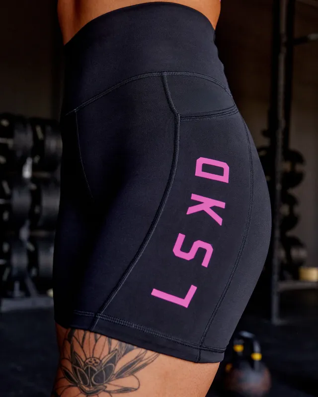 Rep Ultra High-Rise 6" Short Pockets - Black-Ultra Fuchsia sold by LSKD