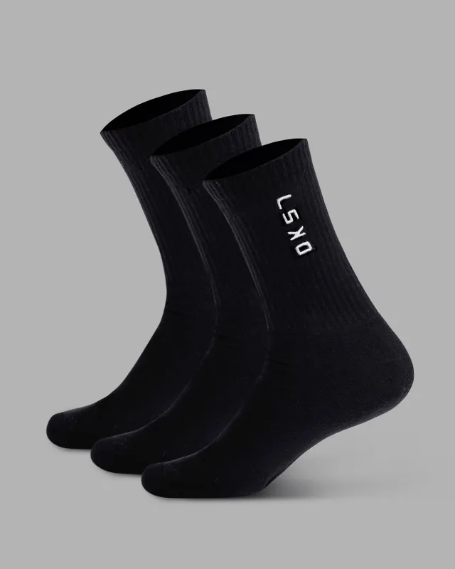 Signal Crew Socks 3 Pack 2.0 - Black-White sold by LSKD