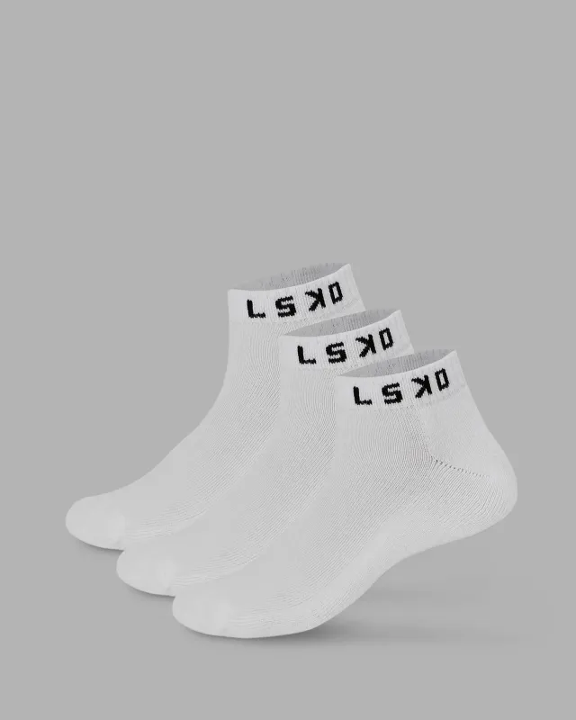 Daily Ankle Socks 3 Pack 2.0 - White-Black sold by LSKD