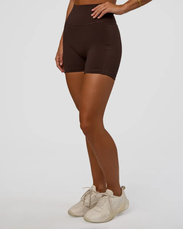 Fusion V-Contour Ultra High-Rise 4” Short Pockets - Hot Chocolate sold by LSKD