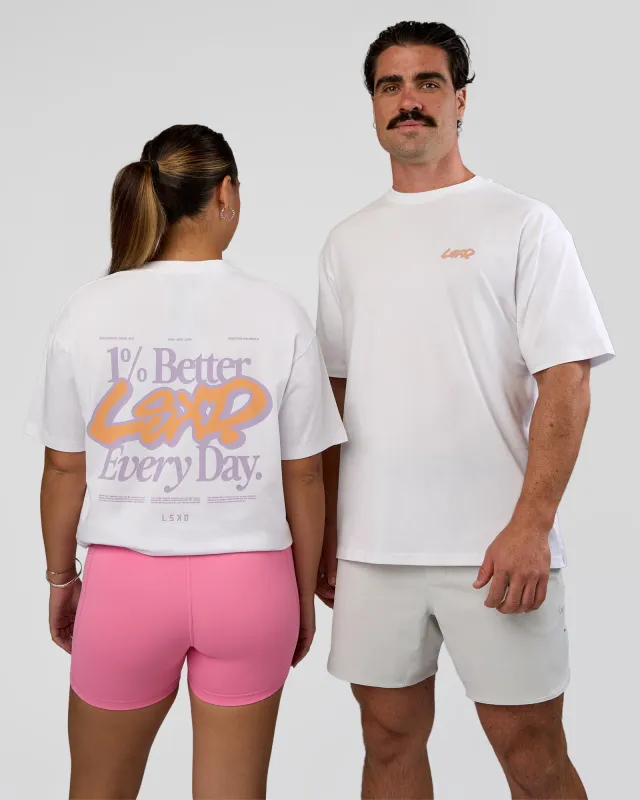 Break Through FLXCotton Oversized Tee - White-Pale Lilac sold by LSKD