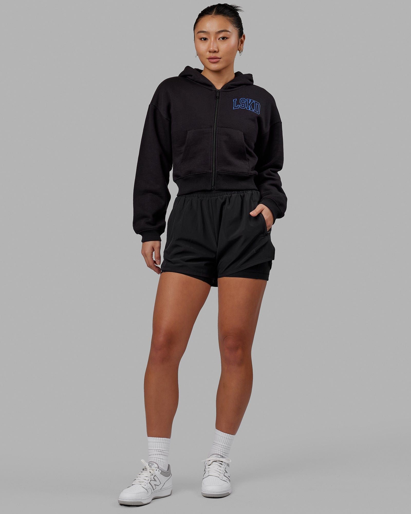 Guild Cropped Hoodie - Black-Power Cobalt sold by LSKD