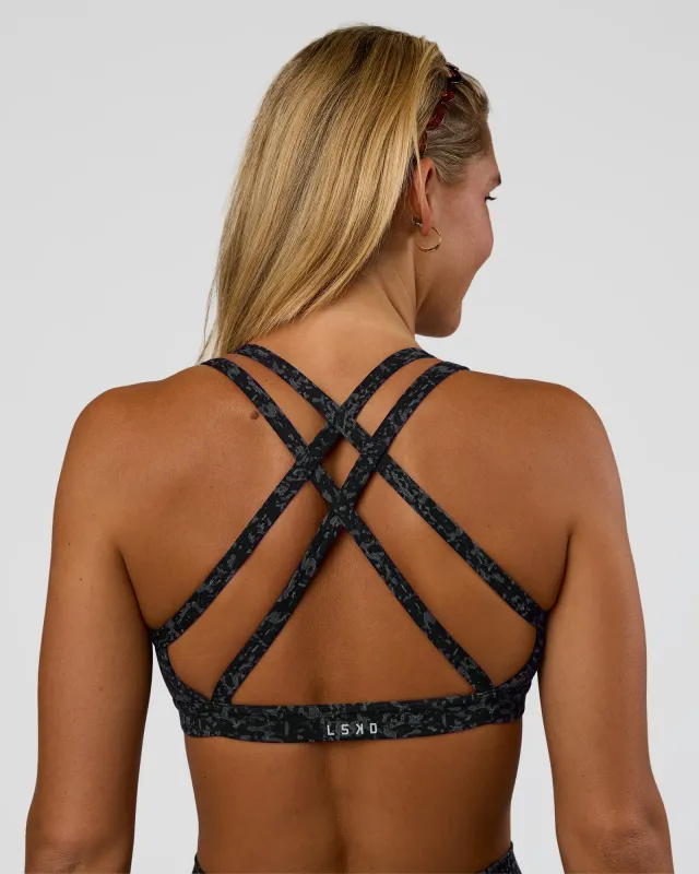 Velocity Sports Bra - Energy Print Black sold by LSKD