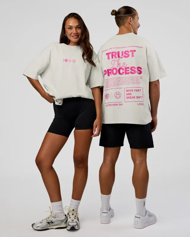 Trust The Process Heavyweight Unisex Oversized Tee - Digital Mist-Ultra Pink sold by LSKD