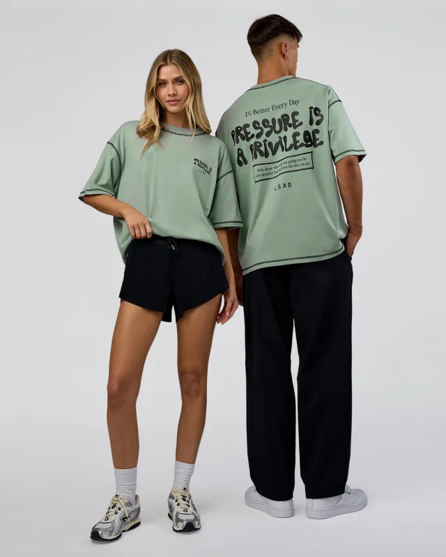 Pressure is Privilege Oversized Tee - Iceberg Green-Black sold by LSKD